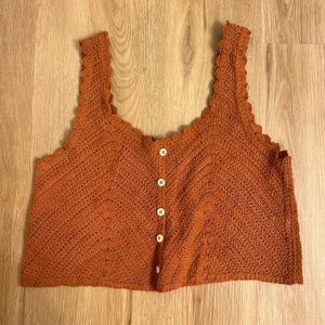 Rust Orange Knit Tank Top